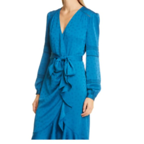Veronica Beard Miriam Tie Waist Long Sleeve Midi D